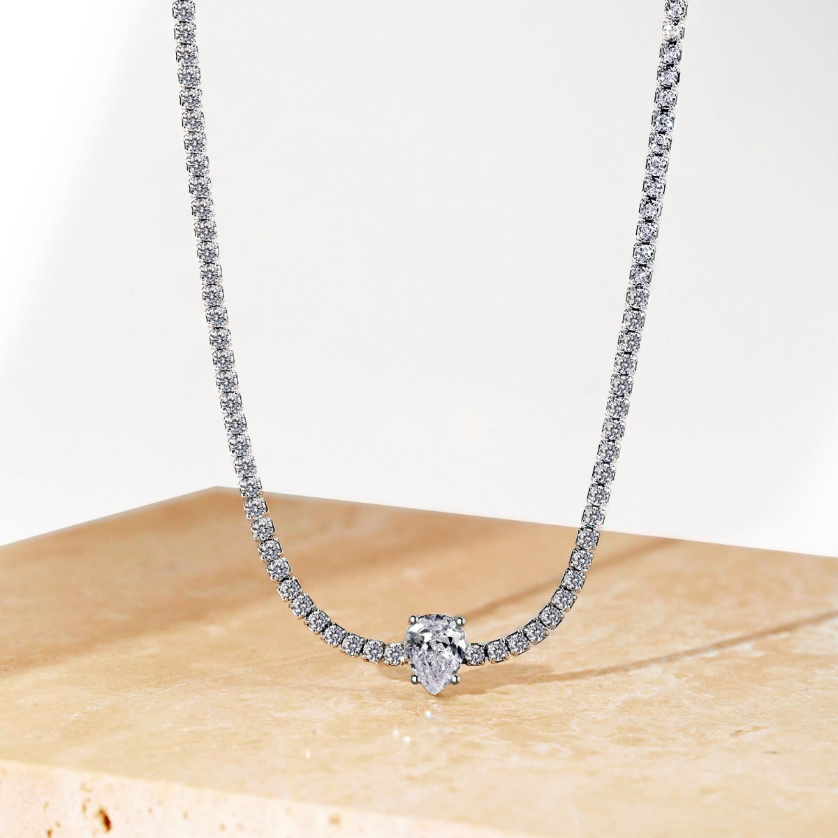 [LuckyStar]1.0 carat Unique Pear Cut Tennis Necklace