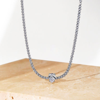[LuckyStar]1.0 carat Unique Pear Cut Tennis Necklace