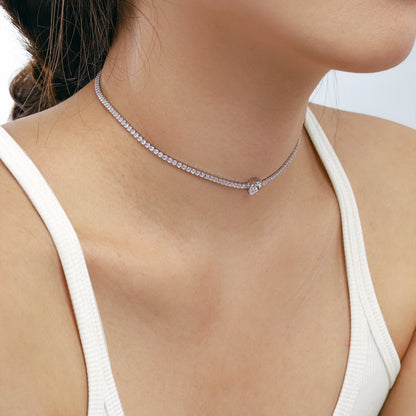 [LuckyStar]1.0 carat Unique Pear Cut Tennis Necklace