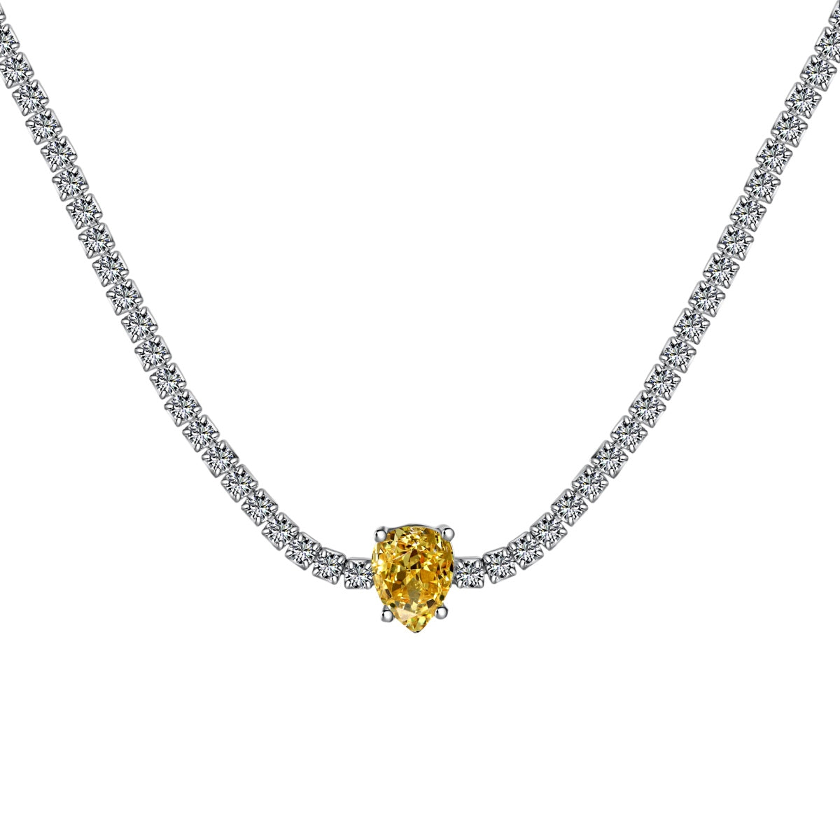 [LuckyStar]1.0 carat Unique Pear Cut Tennis Necklace