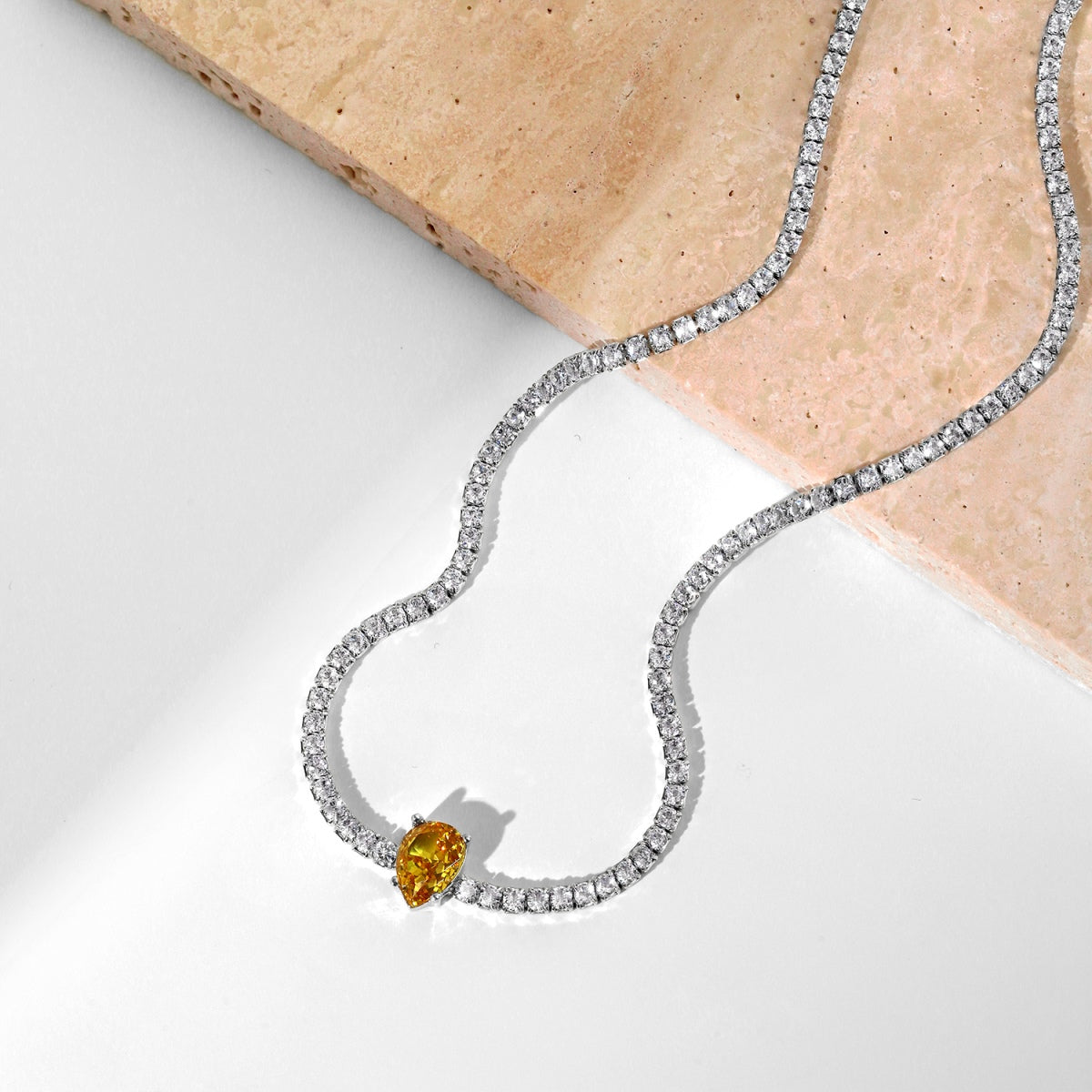 [LuckyStar]1.0 carat Unique Pear Cut Tennis Necklace