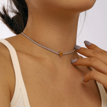 [LuckyStar]1.0 carat Unique Pear Cut Tennis Necklace