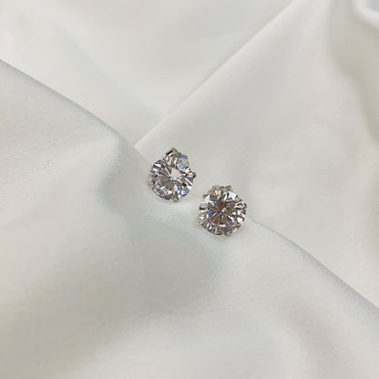[LuckyStar]Stylish Shiny Round Center Stone Stud Earrings