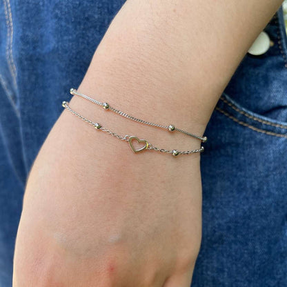 [LuckyStar]Dainty Double Layer Love Heart Bracelet
