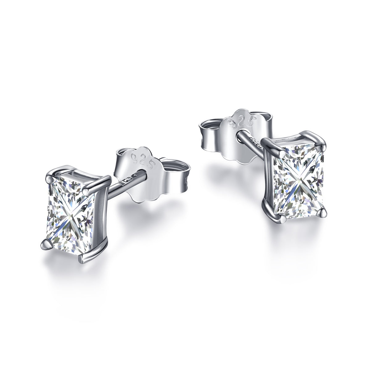 [LuckyStar]Stylish Shiny Rectangular Center Stone Stud Earrings