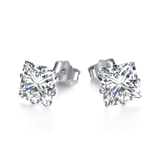 [LuckyStar]Stylish Shiny Square Center Stone Stud Earrings