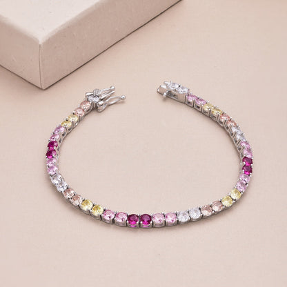 [LuckyStar]Radiant Colorful Round Cut Tennis Bracelet