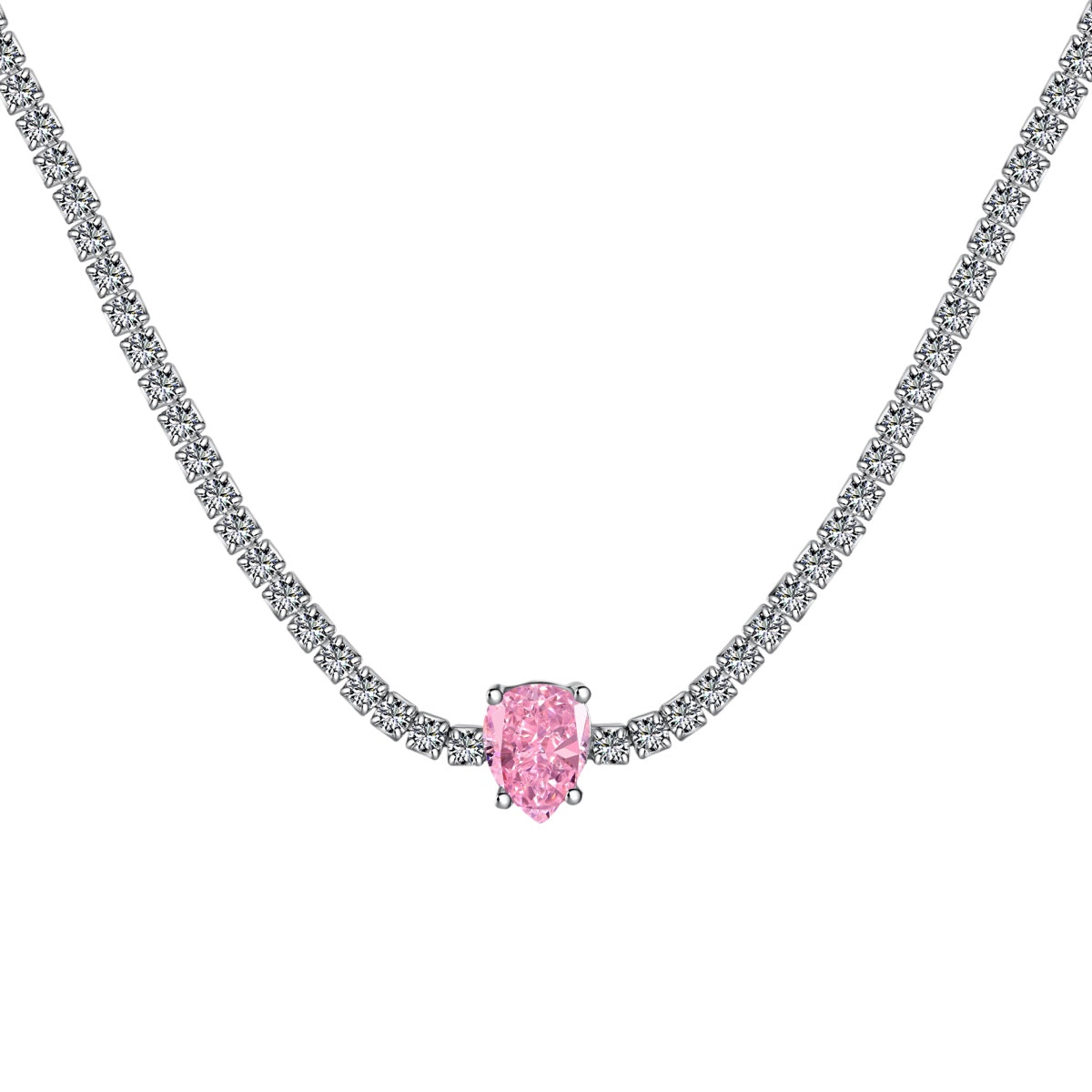 [LuckyStar]1.0 carat Unique Pear Cut Tennis Necklace