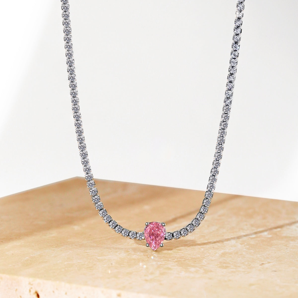 [LuckyStar]1.0 carat Unique Pear Cut Tennis Necklace