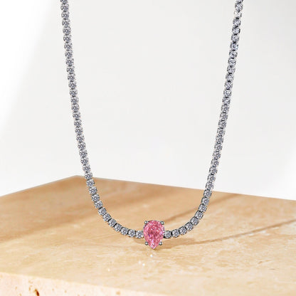 [LuckyStar]1.0 carat Unique Pear Cut Tennis Necklace