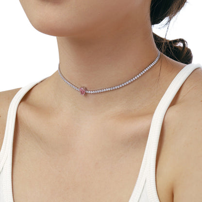 [LuckyStar]1.0 carat Unique Pear Cut Tennis Necklace