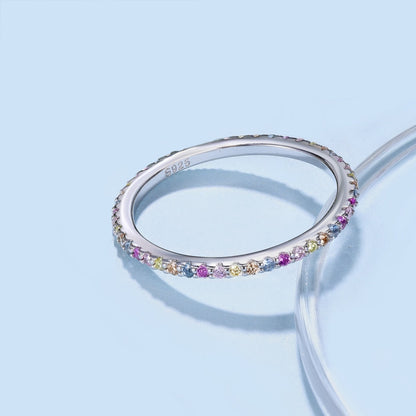 [LuckyStar]Ornate Colorful Round Cut Tennis Ring
