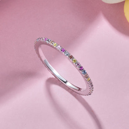 [LuckyStar]Ornate Colorful Round Cut Tennis Ring