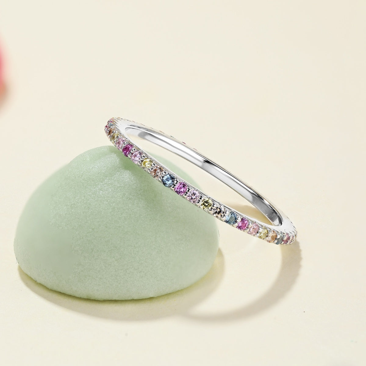 [LuckyStar]Ornate Colorful Round Cut Tennis Ring