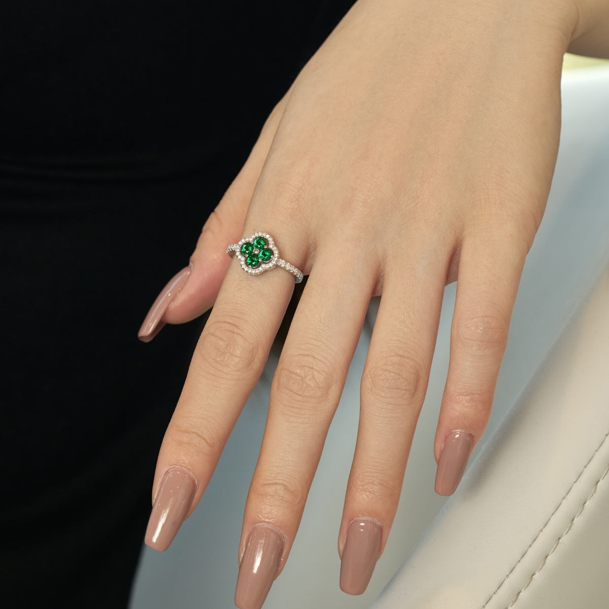 [LuckyStar]Four Leaf Clover Flower Design Ring