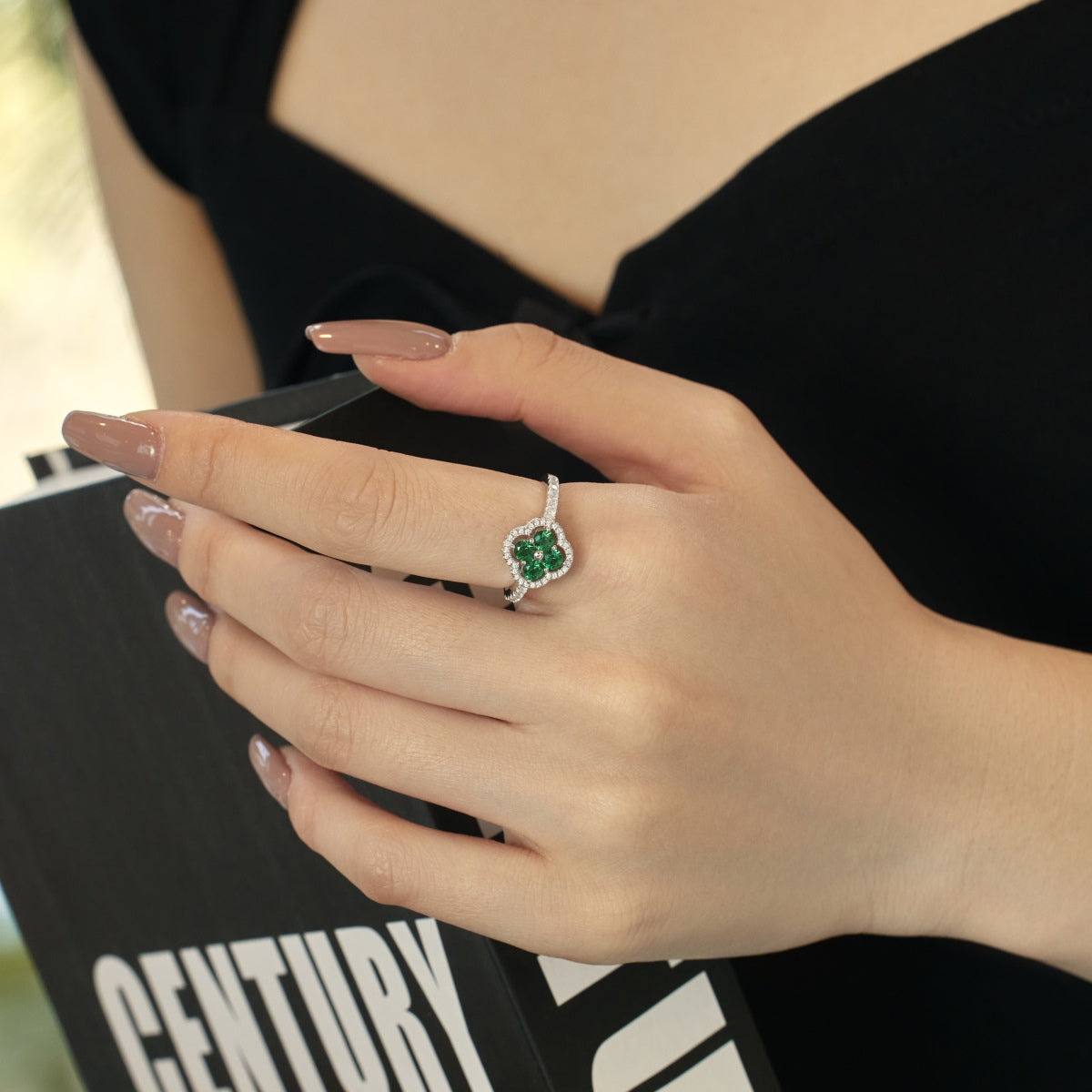 [LuckyStar]Four Leaf Clover Flower Design Ring