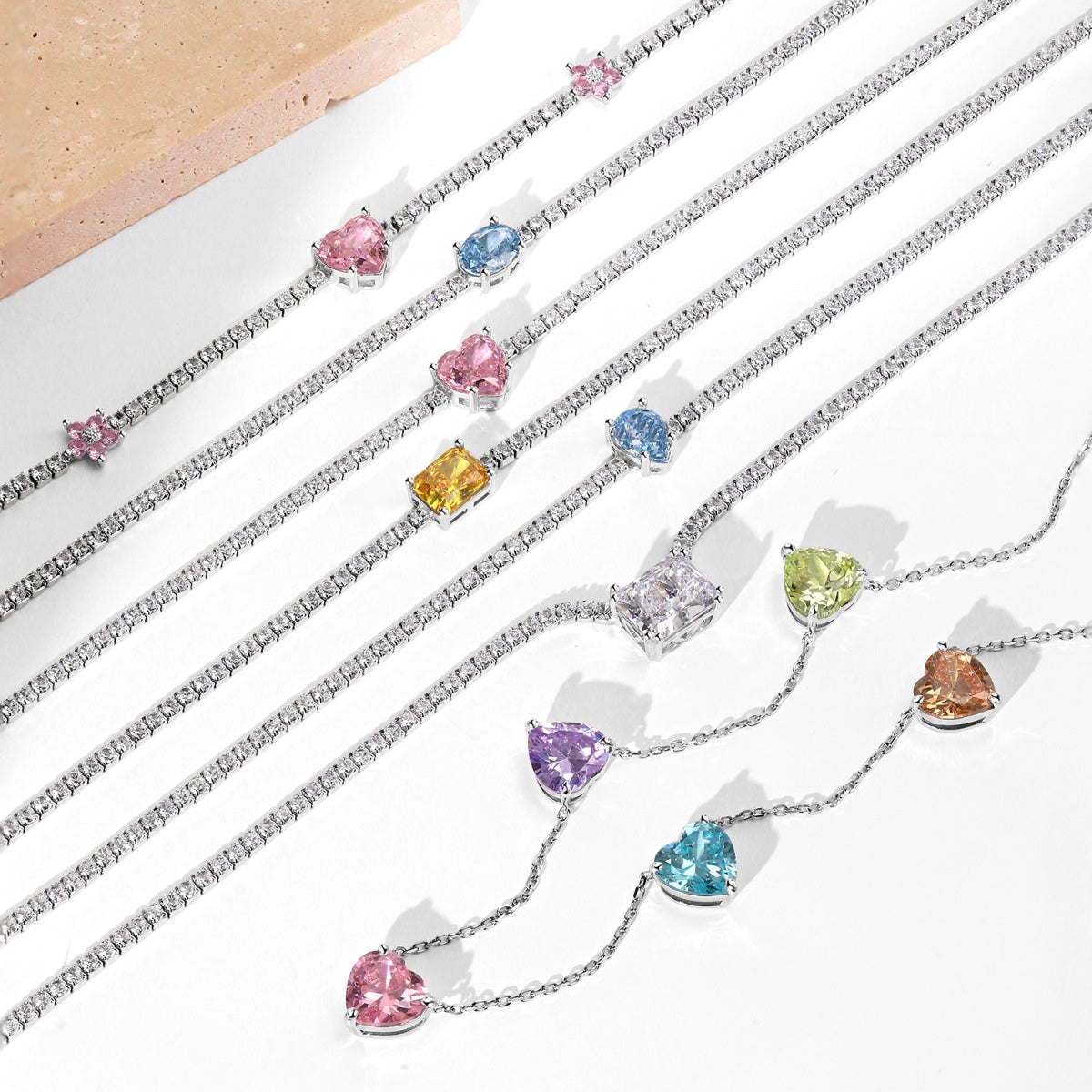 [LuckyStar]Dazzling Pink Heart Flower Necklace