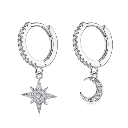 [LuckyStar]Star and Moon Asymmetric Earrings