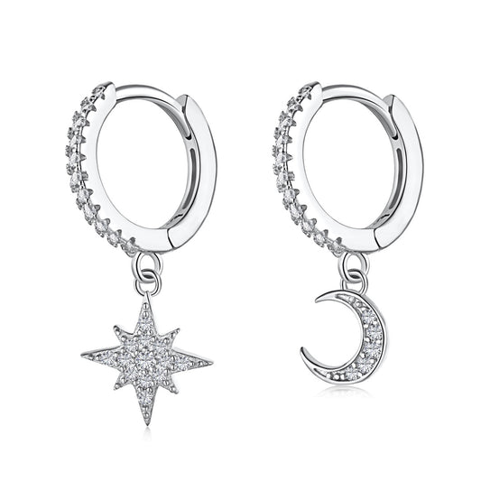 [LuckyStar]Star and Moon Asymmetric Earrings