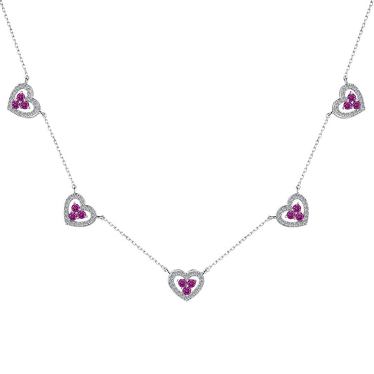 [LuckyStar]Sparkling Five Heart Necklace