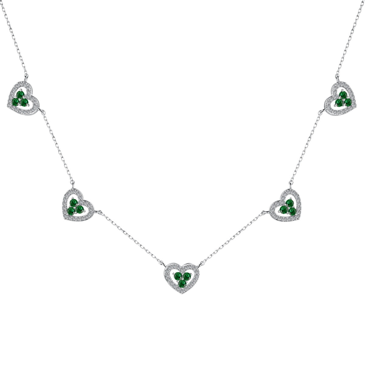 [LuckyStar]Sparkling Five Heart Necklace