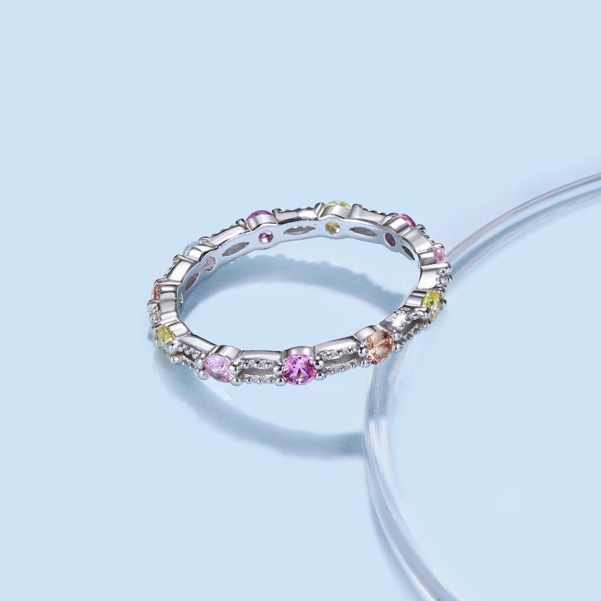 [LuckyStar]Sparkling Colorful Round Cut Tennis Ring