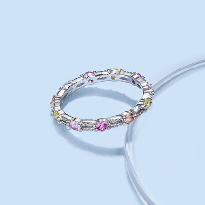 [LuckyStar]Sparkling Colorful Round Cut Tennis Ring