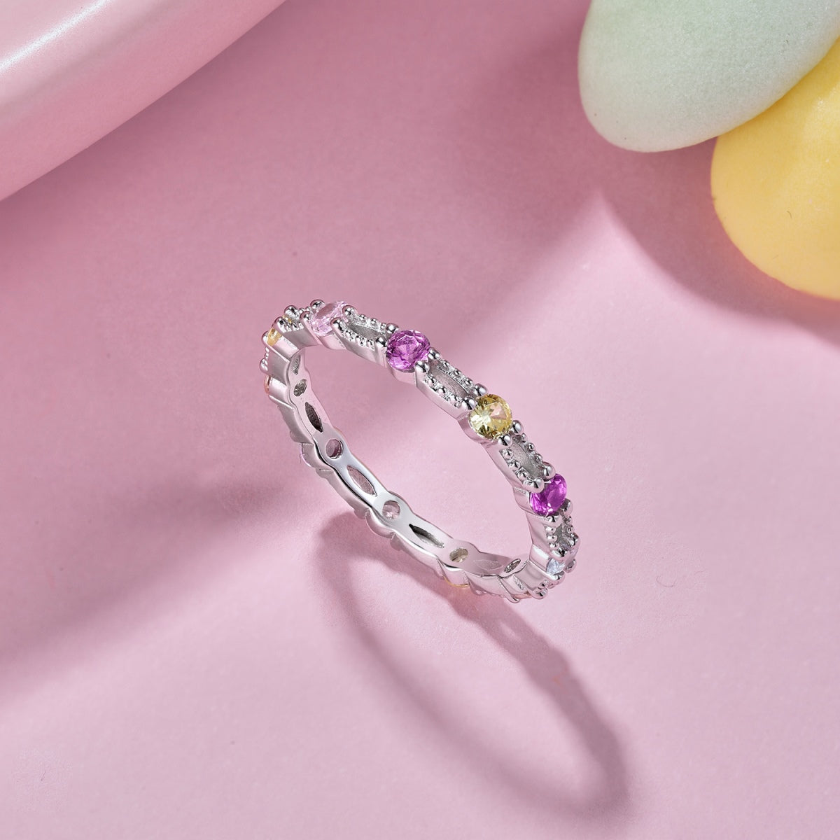 [LuckyStar]Sparkling Colorful Round Cut Tennis Ring