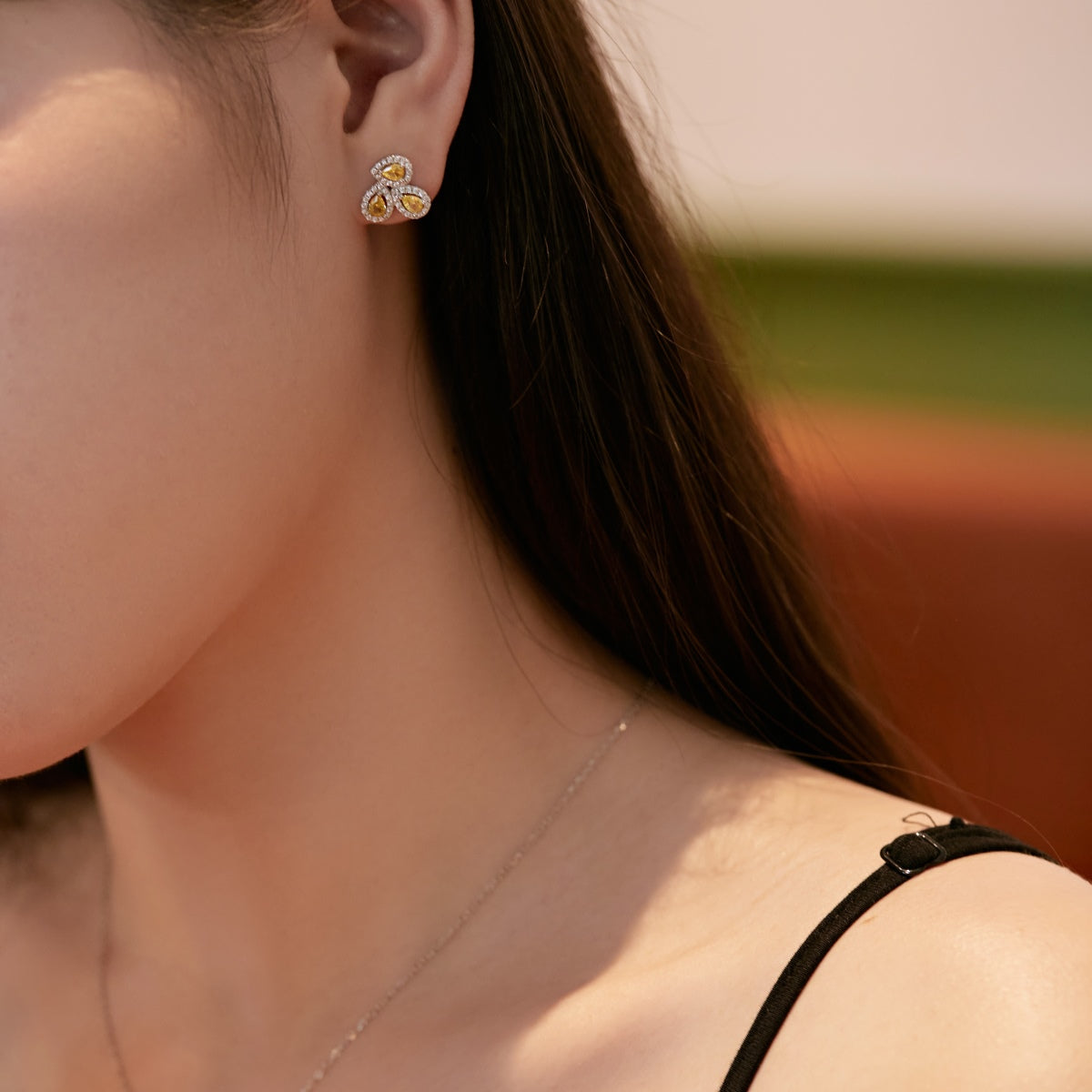 [LuckyStar]Ornate Flower Shape Pear Cut Lover Earrings