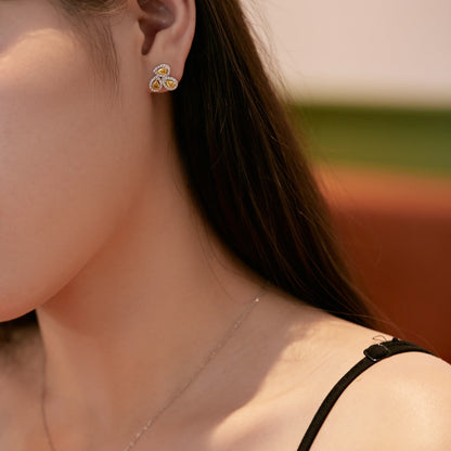 [LuckyStar]Ornate Flower Shape Pear Cut Lover Earrings