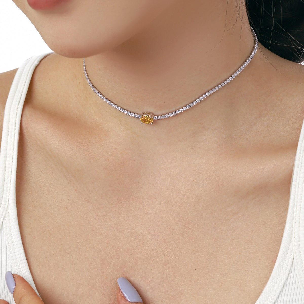 [LuckyStar]1.0 Carat Shining Oval Cut Necklace