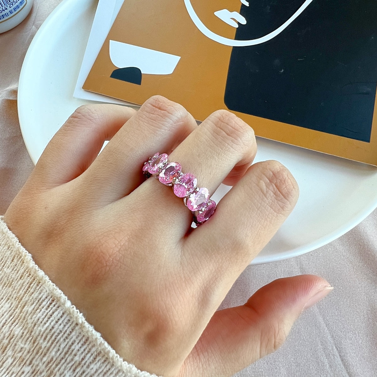 [LuckyStar]Dainty Elongated Cushion Cut Tennis Ring