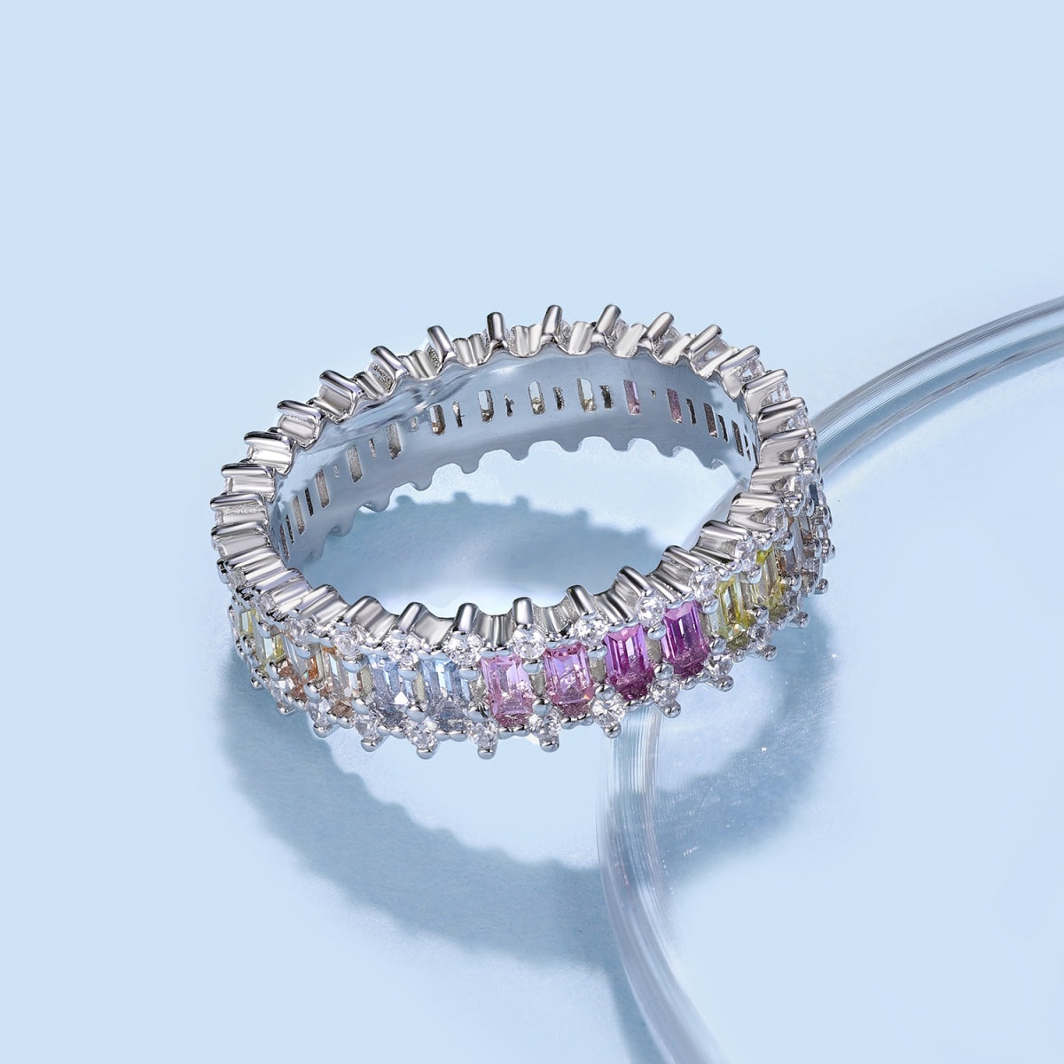[LuckyStar]Splashy Ornate Emerald Cut Cocktail Ring