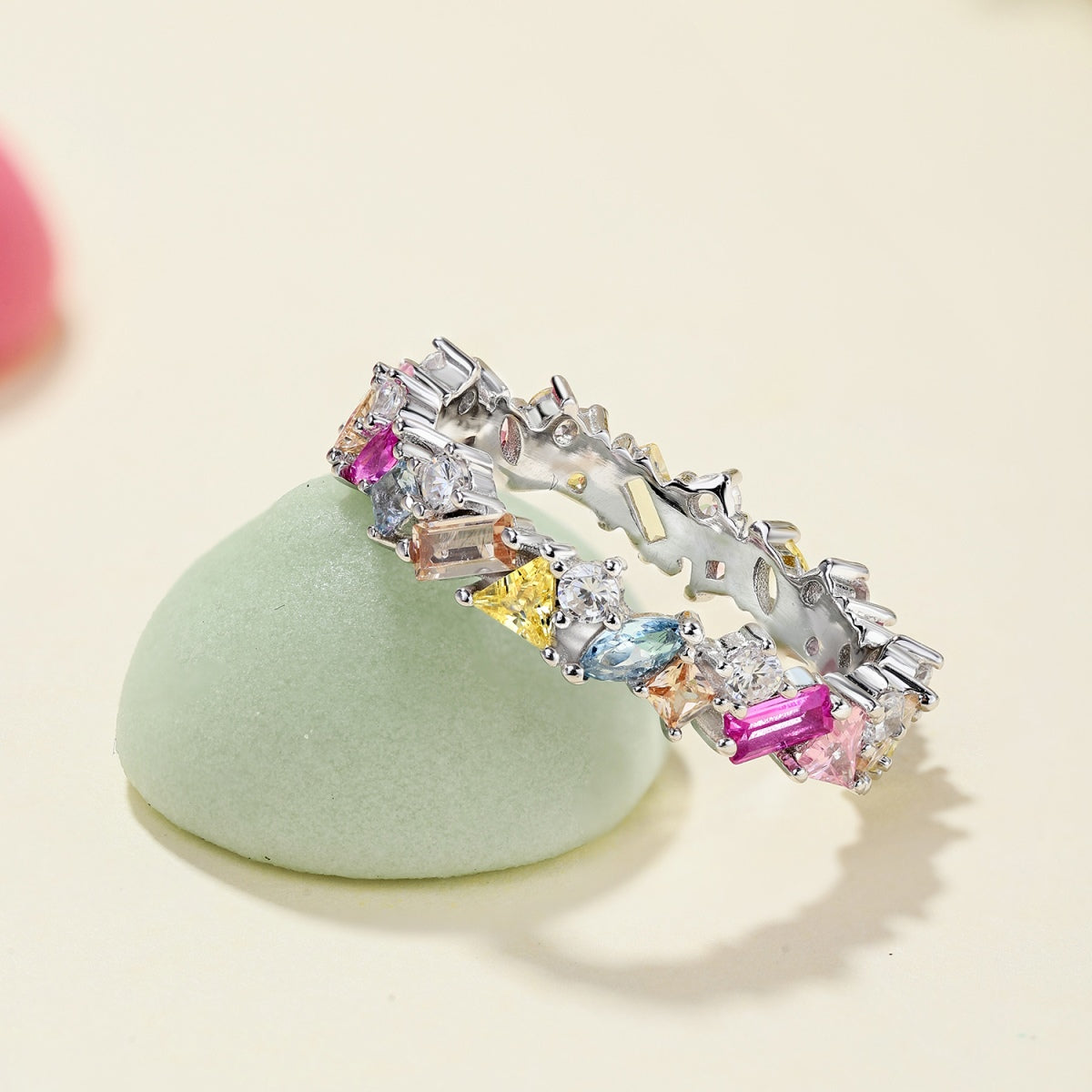 [LuckyStar]Dazzling Polychromatic Multi cut Daily Ring