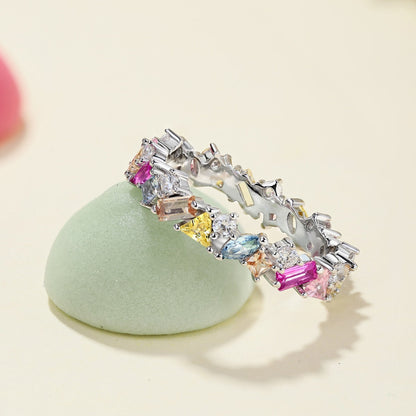[LuckyStar]Dazzling Polychromatic Multi cut Daily Ring