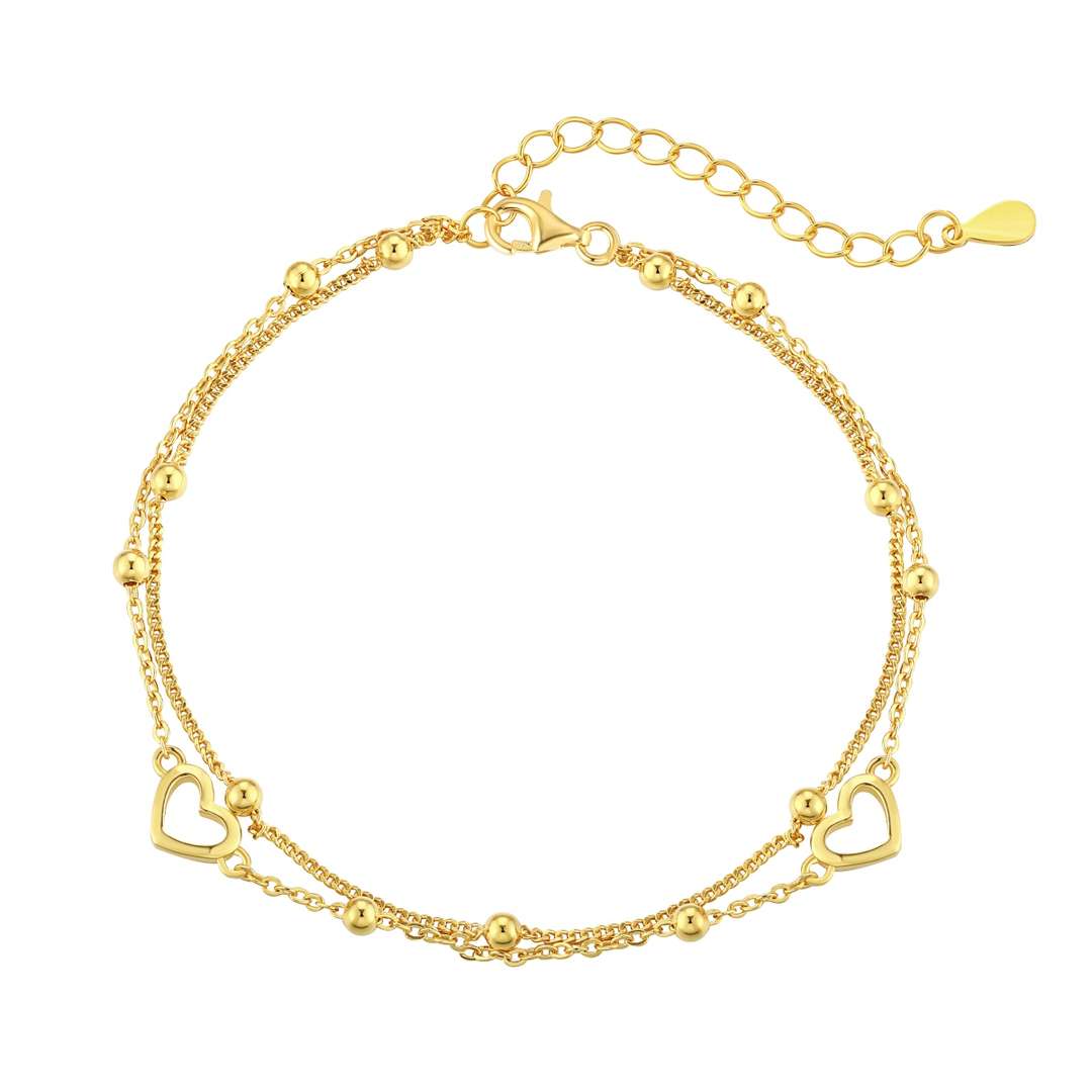 [LuckyStar]Dainty Double Layer Love Heart Bracelet