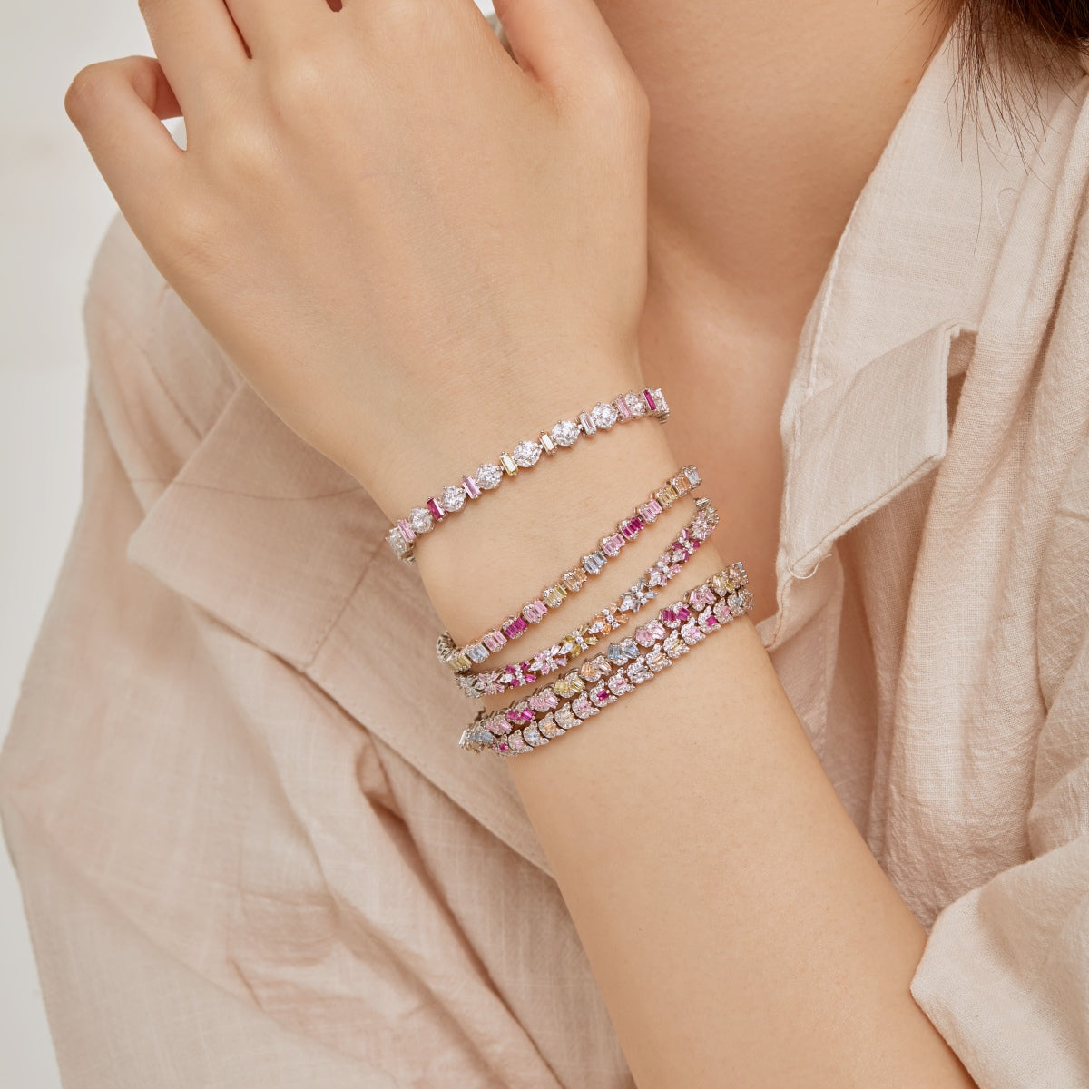 [LuckyStar]Delicate Colorful Emerald Cut Party Bracelet