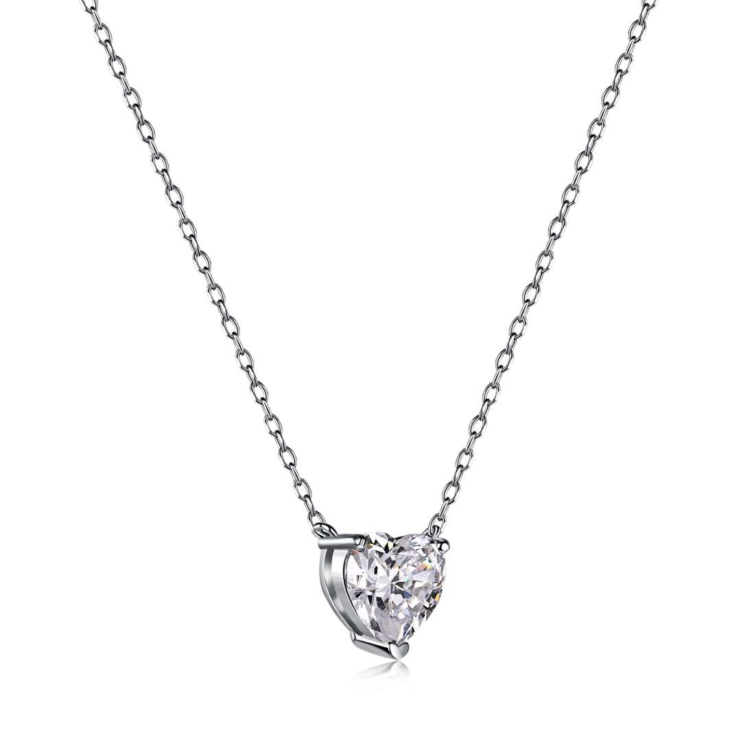 [LuckyStar]Heart Shape Main Stone Pendant Collarbone Necklace