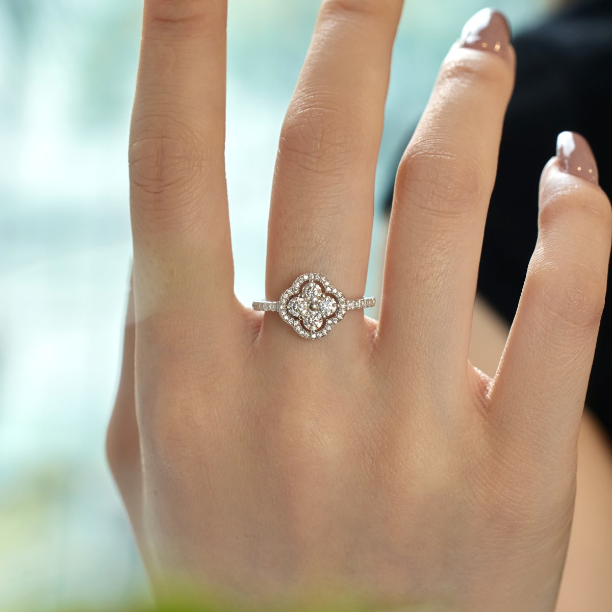 [LuckyStar]Four Leaf Clover Flower Design Ring