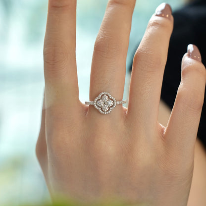 [LuckyStar]Four Leaf Clover Flower Design Ring