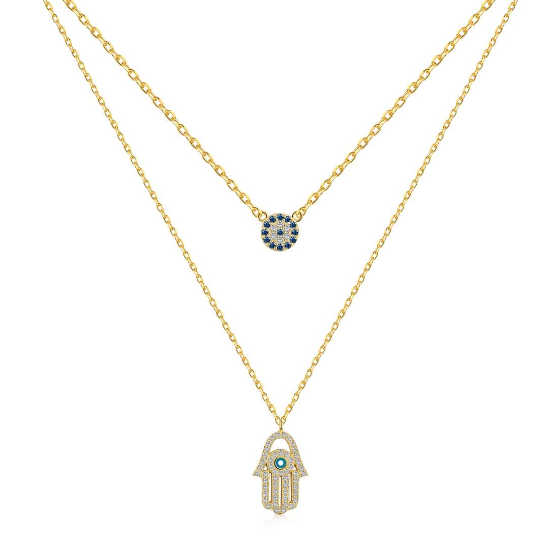 [LuckyStar]Demon Eye Hamsa Palm Necklace
