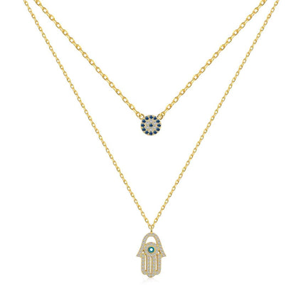 [LuckyStar]Demon Eye Hamsa Palm Necklace