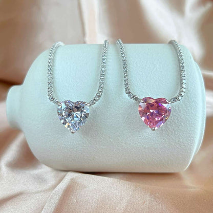 [LuckyStar]8.0 Carat Versatile Colorful Sweet Heart-Shaped Tennis Necklace