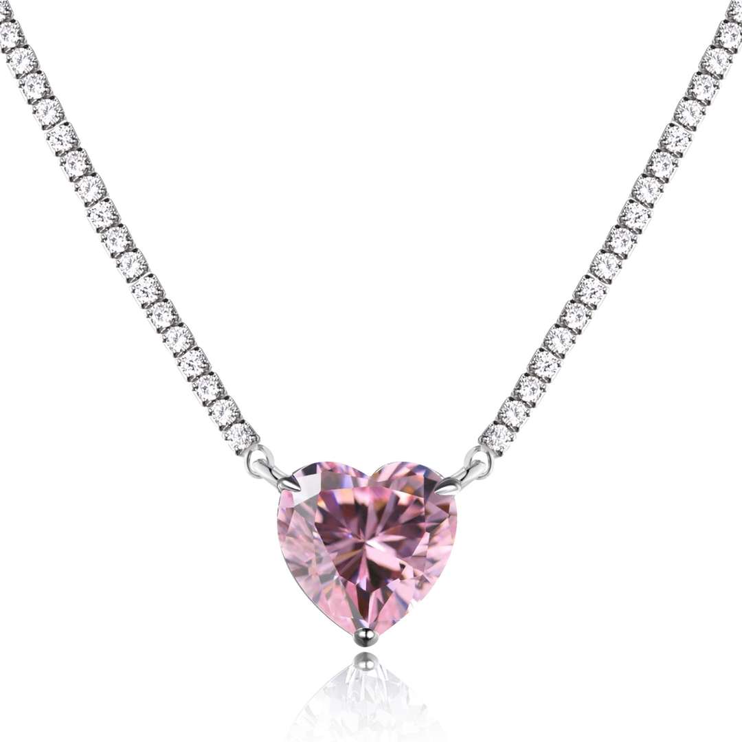 [LuckyStar]8.0 Carat Versatile Colorful Sweet Heart-Shaped Tennis Necklace