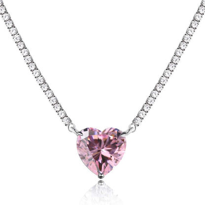 [LuckyStar]8.0 Carat Versatile Colorful Sweet Heart-Shaped Tennis Necklace