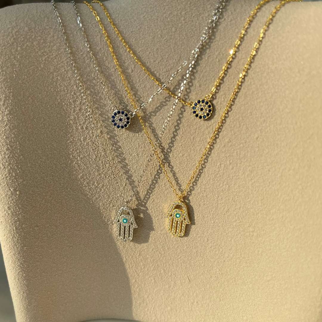 [LuckyStar]Demon Eye Hamsa Palm Necklace