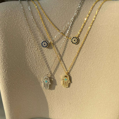 [LuckyStar]Demon Eye Hamsa Palm Necklace