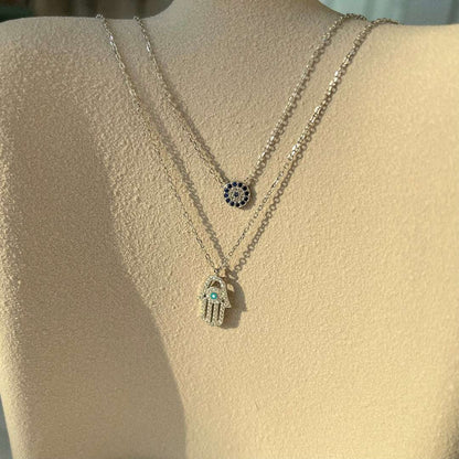 [LuckyStar]Demon Eye Hamsa Palm Necklace