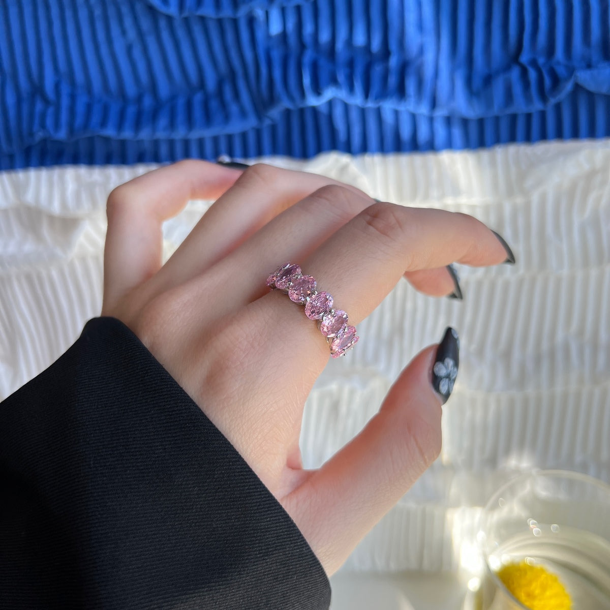 [LuckyStar]Dainty Elongated Cushion Cut Tennis Ring
