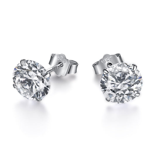 [LuckyStar]Stylish Shiny Round Center Stone Stud Earrings